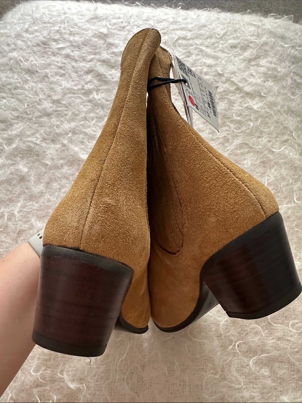 NWT Zara Suede Leather Chelsea Western Boots Camel Tan EU 37 US 6.5 - Picture 11 of 12